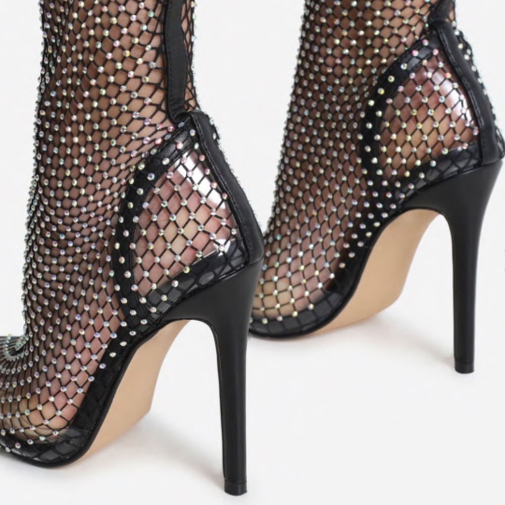 Embellished Fishnet Thigh Hi Boots - Picture 9 of 16